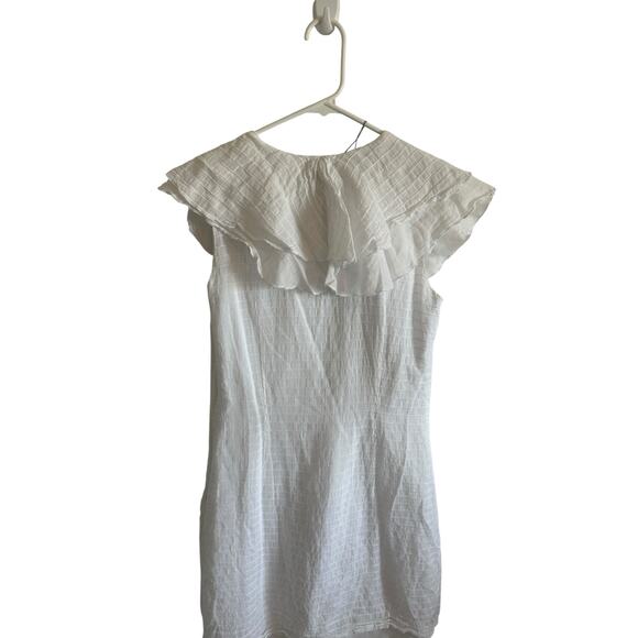 Tocca Women's 4 White Sleeveless Ruffled Front V-Neck Short Formal Dress - Picture 9 of 13